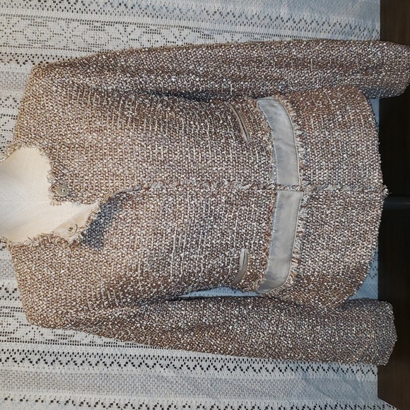 Jones New York Collection Lined Fray Fringe Long Sleeve Jacket Blazer - Picture 1 of 8